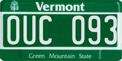 VT license plate OUC093