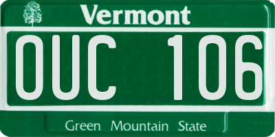 VT license plate OUC106