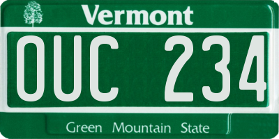 VT license plate OUC234