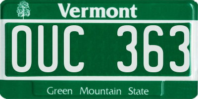 VT license plate OUC363