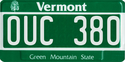 VT license plate OUC380