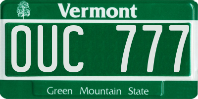 VT license plate OUC777
