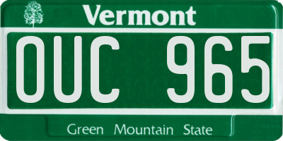VT license plate OUC965