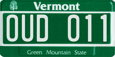 VT license plate OUD011