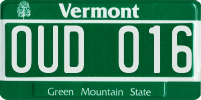 VT license plate OUD016