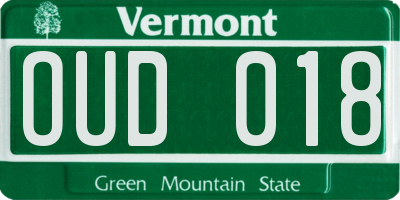 VT license plate OUD018