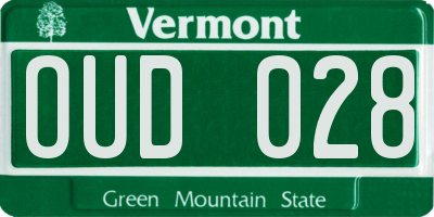 VT license plate OUD028