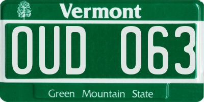 VT license plate OUD063