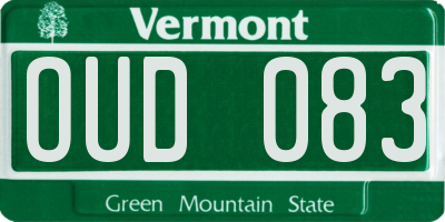 VT license plate OUD083