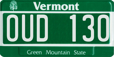 VT license plate OUD130