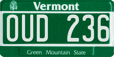 VT license plate OUD236