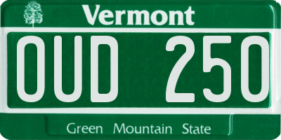 VT license plate OUD250