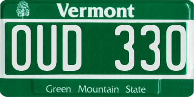 VT license plate OUD330