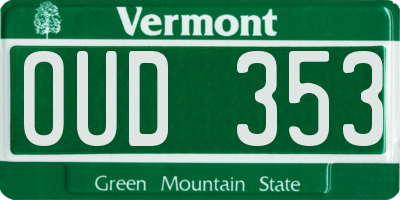 VT license plate OUD353