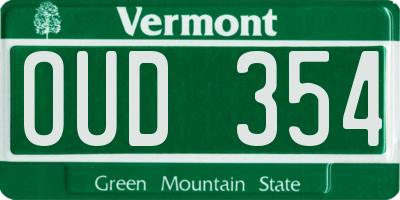 VT license plate OUD354