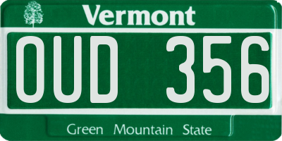 VT license plate OUD356
