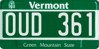 VT license plate OUD361