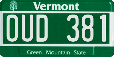 VT license plate OUD381