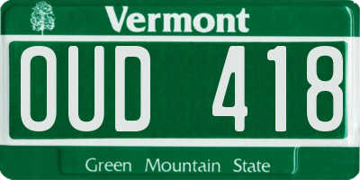 VT license plate OUD418