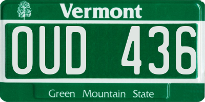 VT license plate OUD436