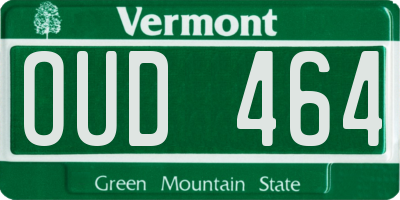 VT license plate OUD464