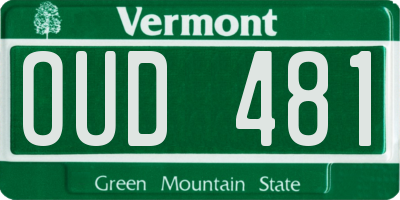 VT license plate OUD481