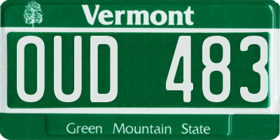 VT license plate OUD483