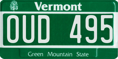 VT license plate OUD495