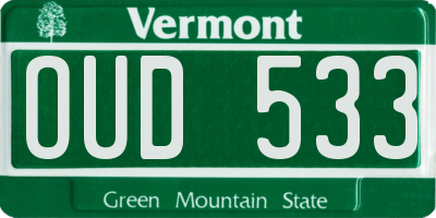 VT license plate OUD533