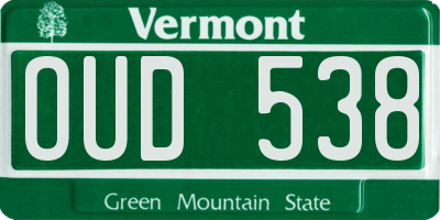 VT license plate OUD538