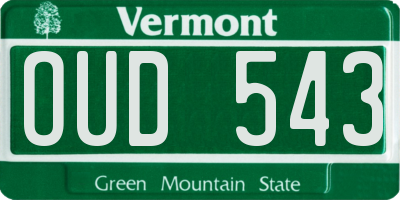 VT license plate OUD543