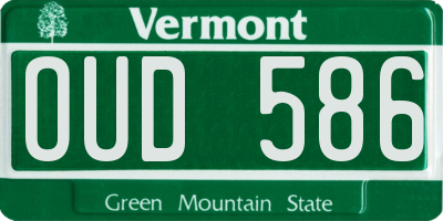 VT license plate OUD586