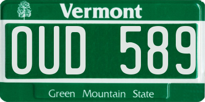 VT license plate OUD589