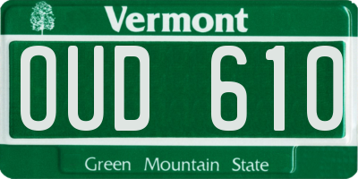 VT license plate OUD610