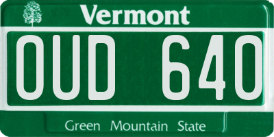 VT license plate OUD640