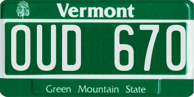 VT license plate OUD670