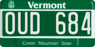VT license plate OUD684