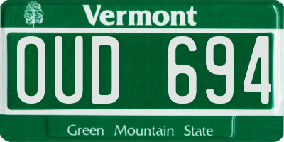 VT license plate OUD694