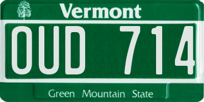 VT license plate OUD714