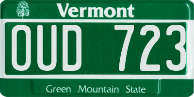 VT license plate OUD723