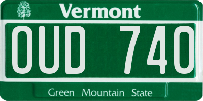 VT license plate OUD740