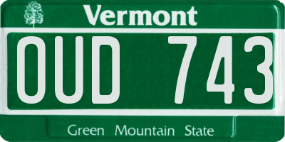 VT license plate OUD743