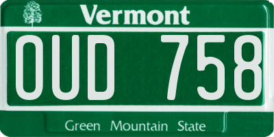 VT license plate OUD758