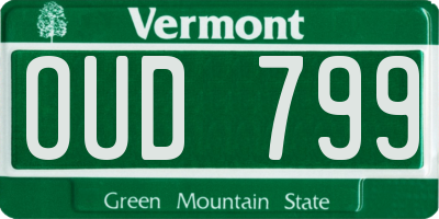 VT license plate OUD799