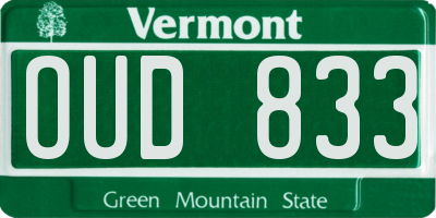 VT license plate OUD833