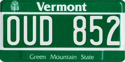 VT license plate OUD852