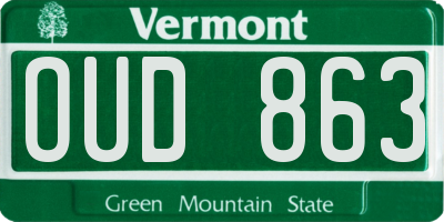 VT license plate OUD863