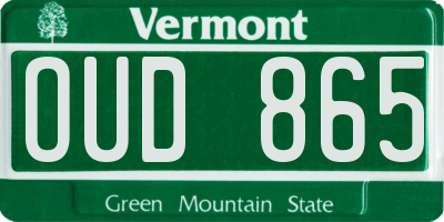 VT license plate OUD865