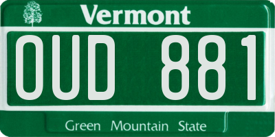 VT license plate OUD881