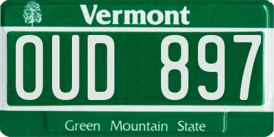 VT license plate OUD897